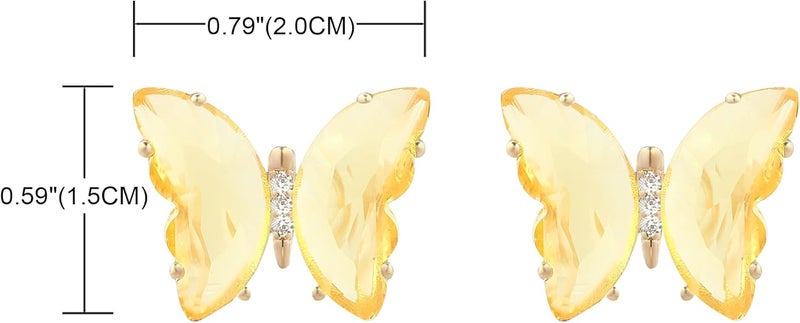 YOQUCOL Butterfly Shape Crystal Clip On Earrings Non Pierced Golden Stud for Women - Image 2